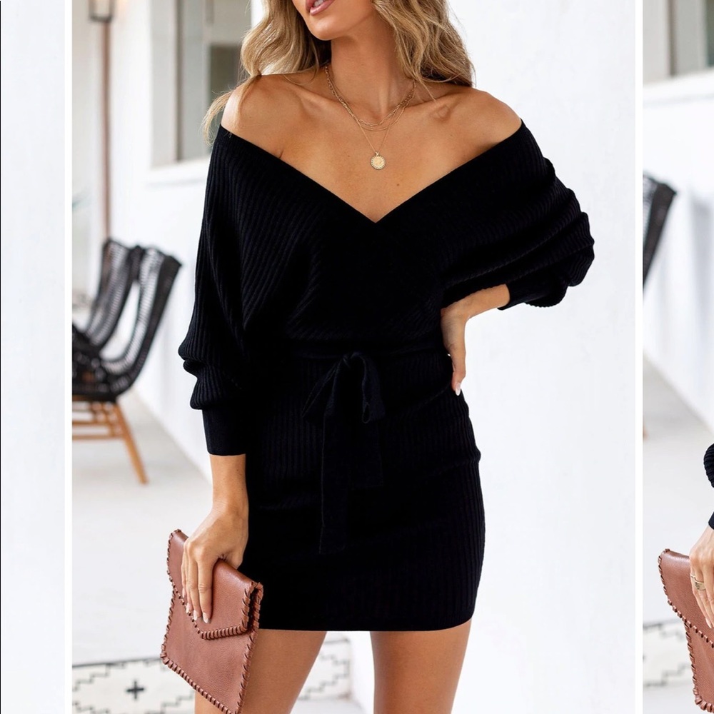 Shop Priceless Black Sweater Dress